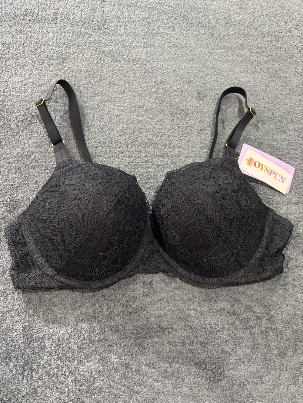JoySpun Lace Push Up Bra Size 38C Adjustable Straps Underwire